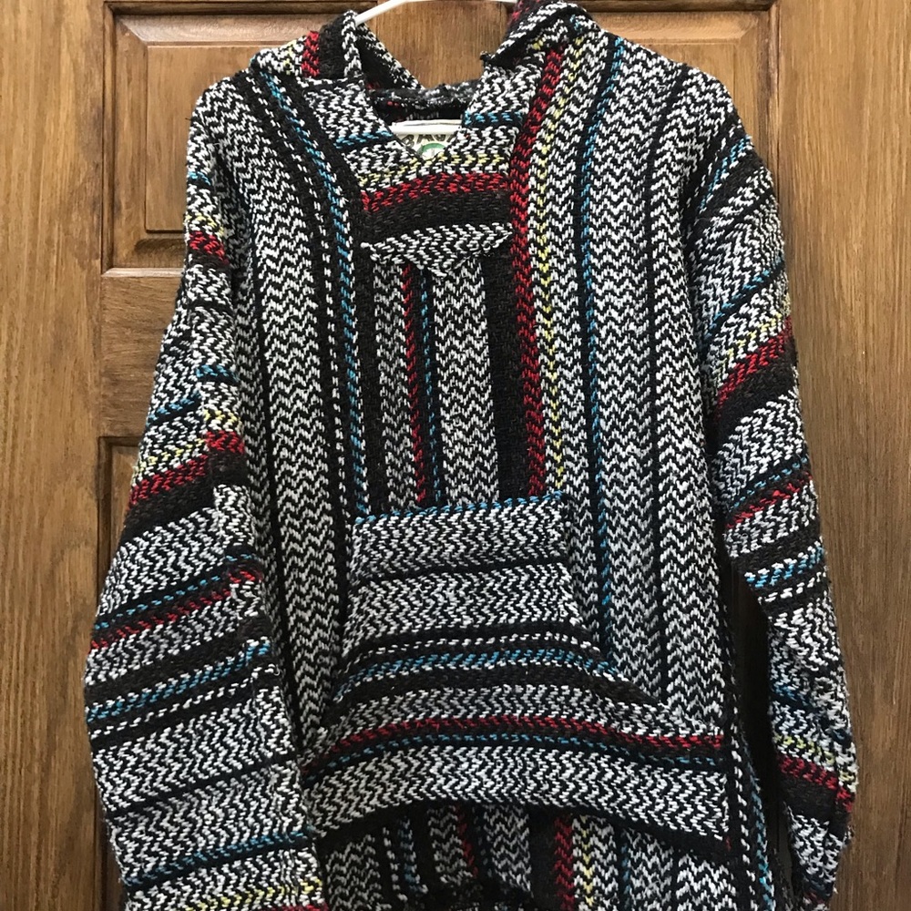 Striped Rug Coat Colorful Size L Baja Joe